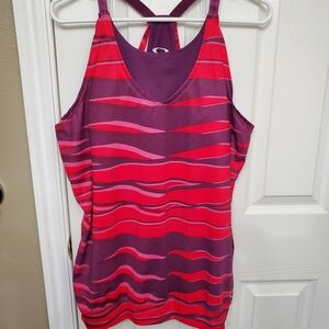 Oakley Red and Purple Striped Tank Top